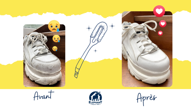 Baskets blanches avant et après nettoyage