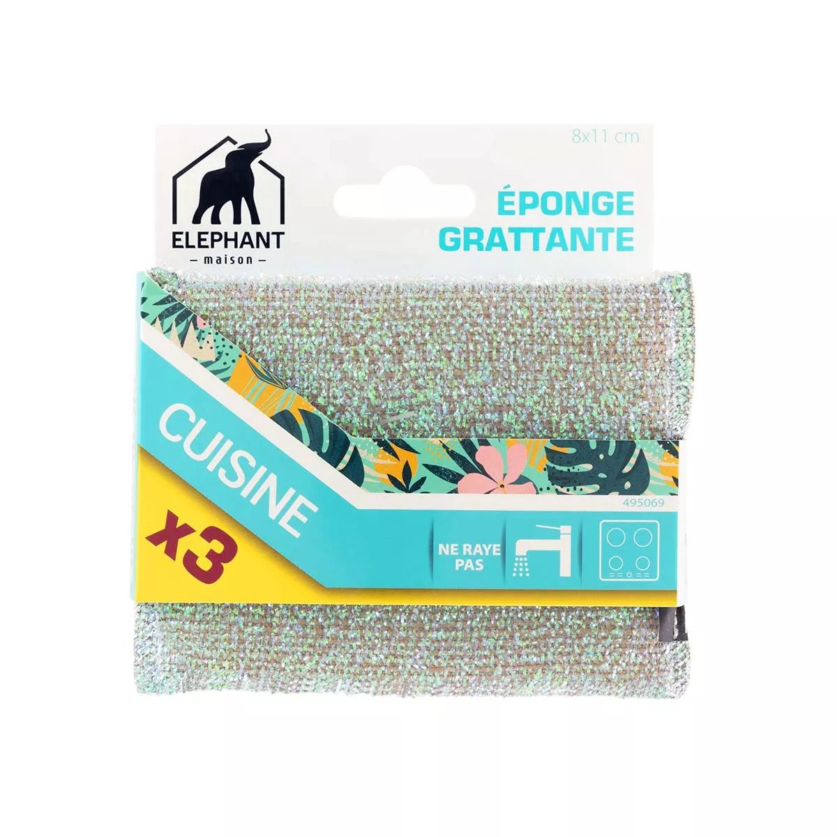 Éponges grattantes x3 Eléphant Maison