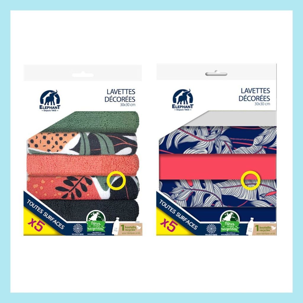 Lavettes décorées x5 Eléphant Maison