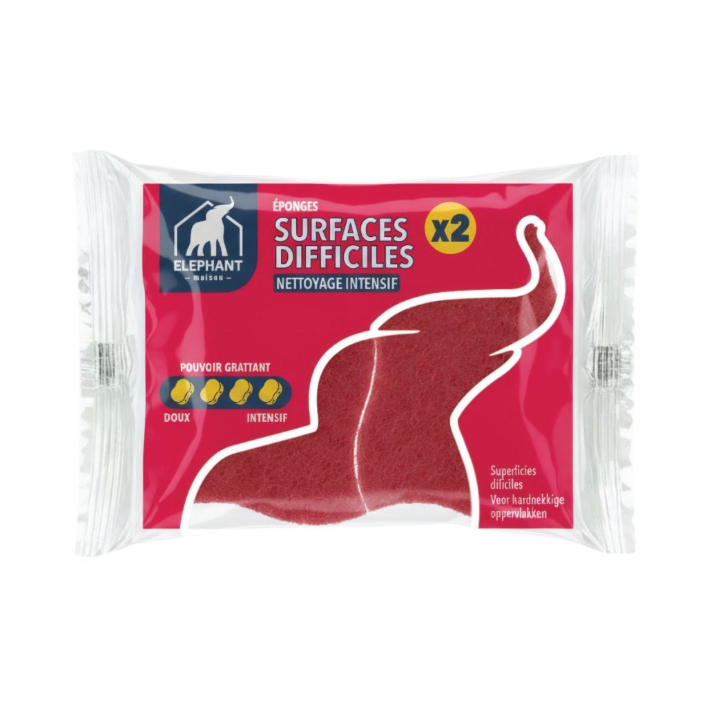 Éponge grattante surfaces difficiles x2 ÉLÉPHANT
